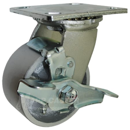 Mapp Caster 4"X2" Cast Iron Wheel Swivel Caster W/ Top Lock Brake - 900 Lbs Cap 146CIRB420SB